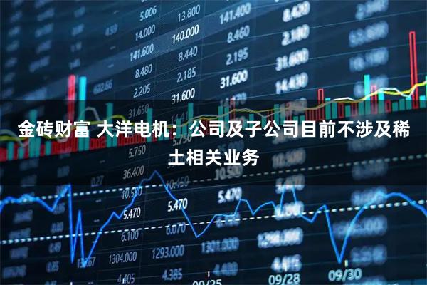 金砖财富 大洋电机：公司及子公司目前不涉及稀土相关业务