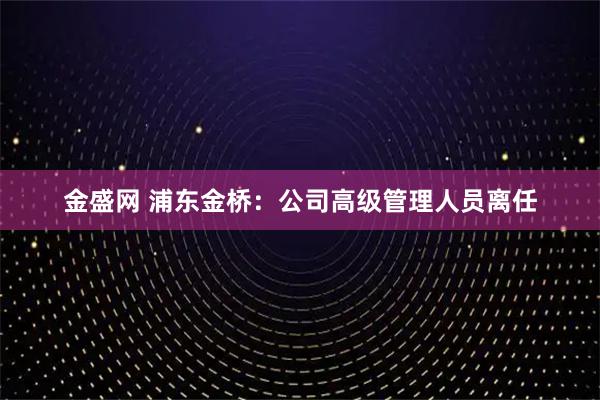 金盛网 浦东金桥：公司高级管理人员离任