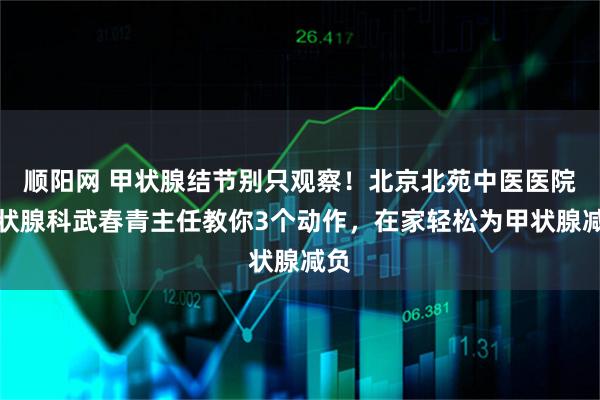 顺阳网 甲状腺结节别只观察！北京北苑中医医院甲状腺科武春青主任教你3个动作，在家轻松为甲状腺减负